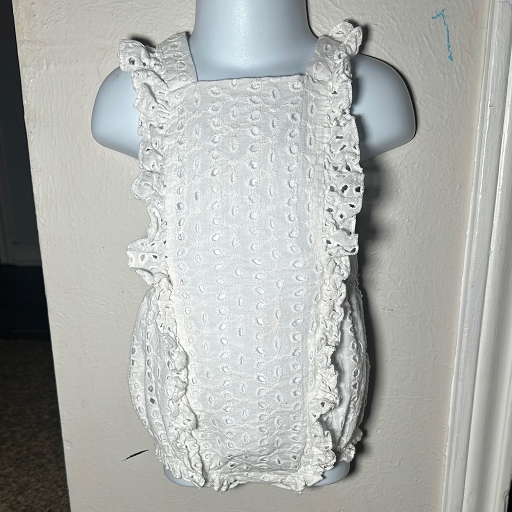 BOGO White Eyelet Ruffle Baby Romper